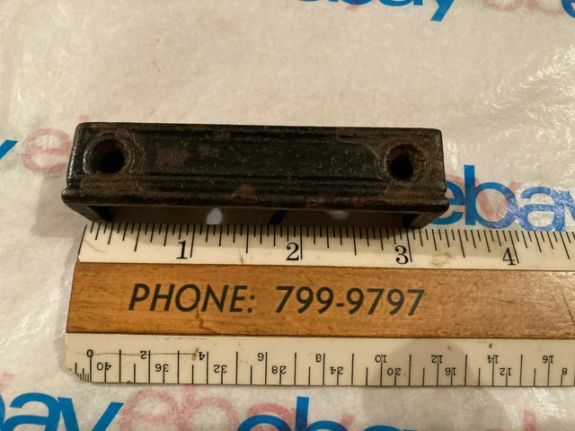 Old Cast Iron 3 3/16" Rim Lock Catch Part, Worn Black Finish, Free S/H