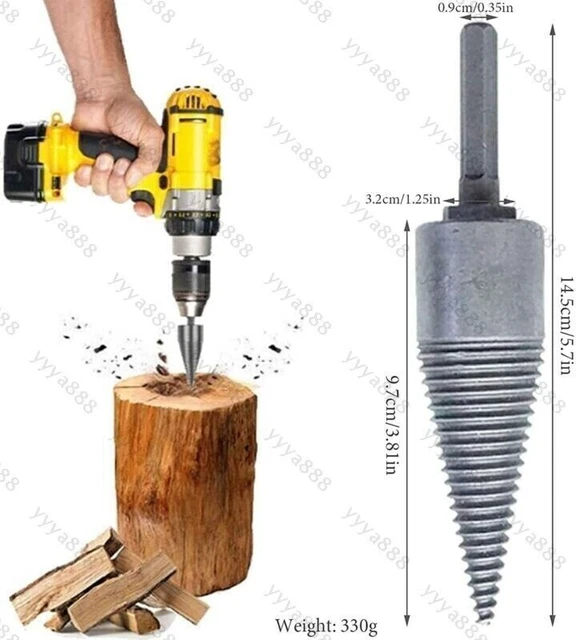 32MM High-Speed ​​Twist Brennholzbohrer Holz Schraubenspalter Spaltkegel DE