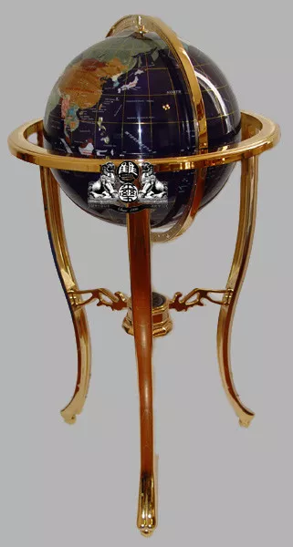 Globe　PicClick　£340.12　Gemstone　BLUE　50ST　Tripod　w　Stand　Floor　with　Gold　World　Lapis　TALL　36