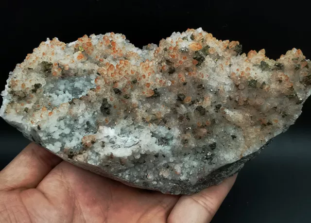 741g Rare Natural Red Quartz Crystal Cluster Pyrite Mineral Specimen