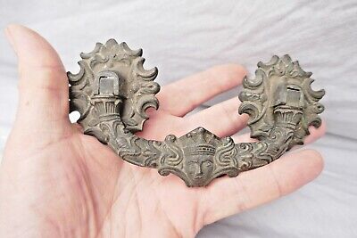 Antique French Brass Draw Handle Desk Pull 19th Century Small Face Hardware