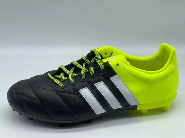 Botas de fútbol americano Adidas ACE 15.3 FG/AG de cuero para niños negras (FC37) B32808 UK5.5