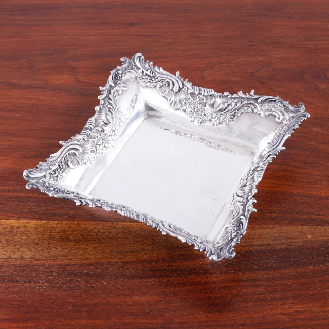 Heavy Shiebler Rococo Sterling Silver Square Bowl 1876-1907 Acanthus No Monogram