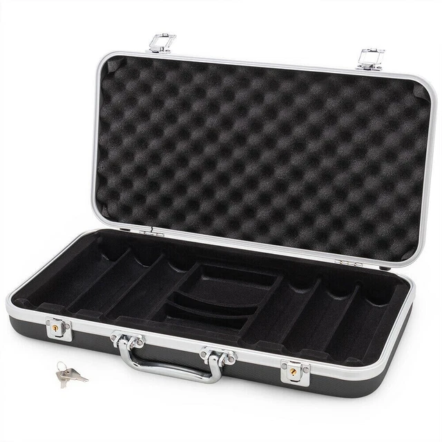 300 Count Lightweight Heavy Duty Black Poker Chips Set Storage Case New VERSA