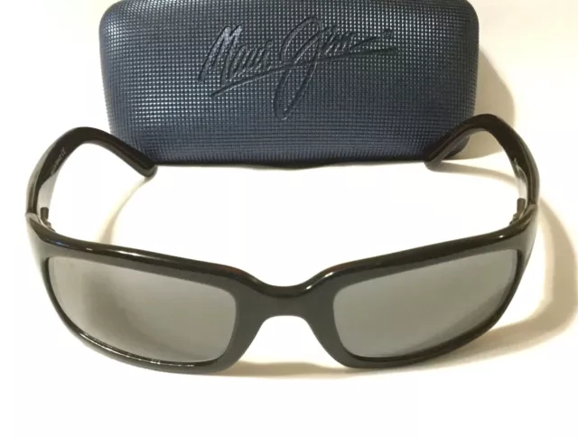 RARE MAUI JIM MAKUA SUNGLASSES Black Frames w/ Gray Polarized Lenses MJ 140-02