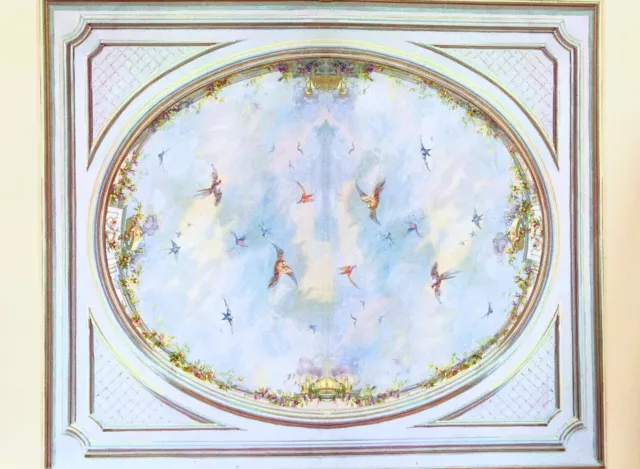 Dollhouse Miniature  Mural Ceiling Wallpaper  1:12 Scale