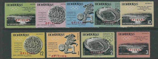 Honduras 1965 Olympische Spiele Set Überdruckt Offiziell (Scott CO111-CO119) VF