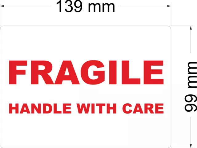 40 x FRAGILE HANDLE WITH CARE - Labels / Stickers 139 x 99 mm