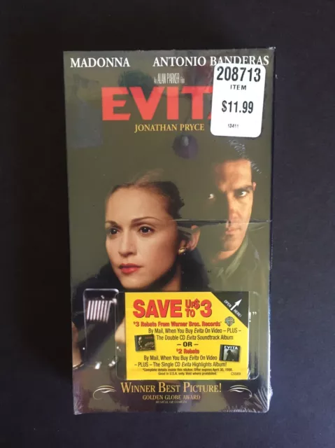 Evita (VHS, 1997) Madonna Antonio Banderas Brand New Factory Sealed