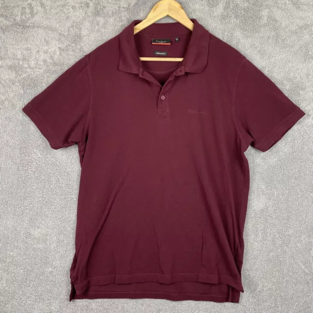 Pierre Cardin Polo T-Shirt Mens XL Burgundy Red Short Sleeve Regular Fit Collar