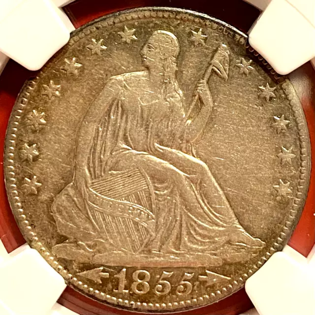 Ngc Xf-45! 1855-O Arrorws Seated Liberty Half