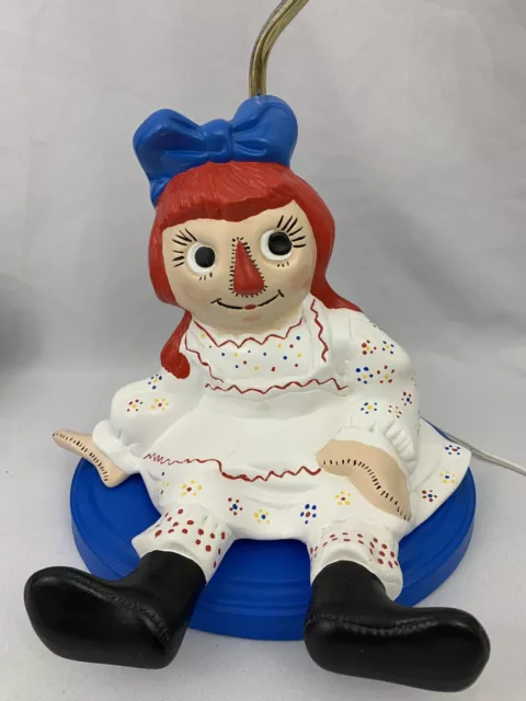 VIntage Holland Mold Ceramic Red White Blue Raggedy Ann Table Bedside Lamp Light