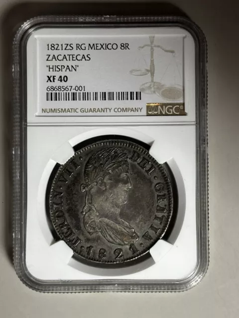 1821 Zs Rg Mexico 8R Zacatecas Ngc Xf40