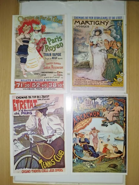 Lot 4 cartes postales Affiche chemins de fer Edit MIC Max cp postcard railway