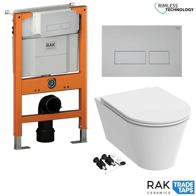 RAK RESORT RIMLESS Wall Hung Toilet Pan Low Height 82cm Concealed