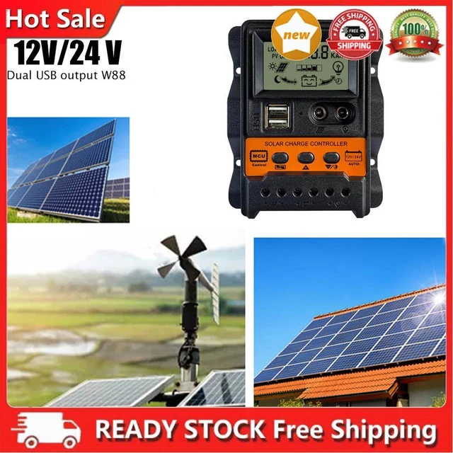 Doppio regolatore di carica solare LCD USB 12 V 24 V regolatore pannello solare (10 A)