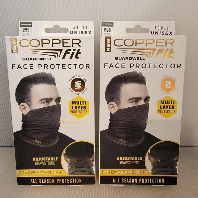 2-Copper Fit Guardwell Face Protector Mask Gaiter Adult Charcoal/Blk Drawstring