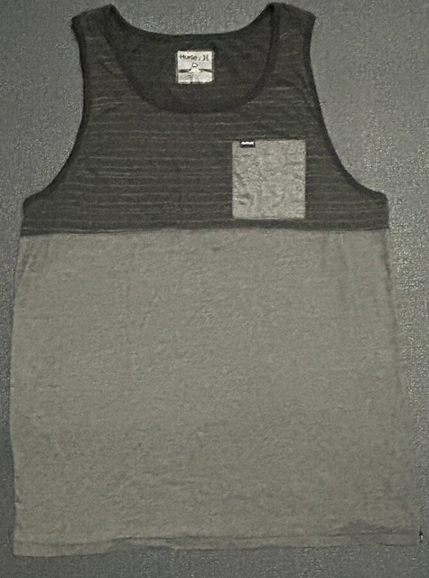 Hurley Nike Dri Fit Tank Top Shirt Black Gray Active Mens Size Large Summer