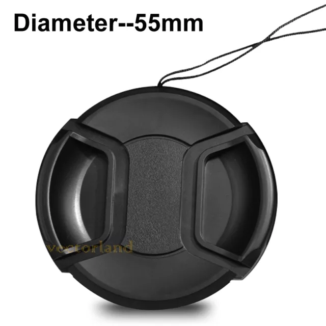 55mm Center Pinch Snap on Front Lens Cap Cover for Nikon Canon Sony DSLR camera