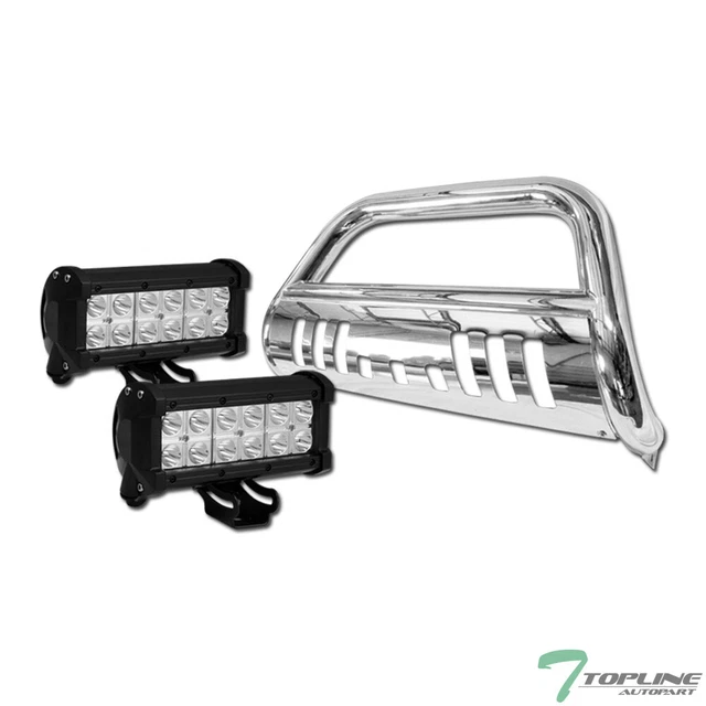 Topline For 2005-2007 Ford F250 Stainless Bull Guard w/36W CREE LED Light Bars