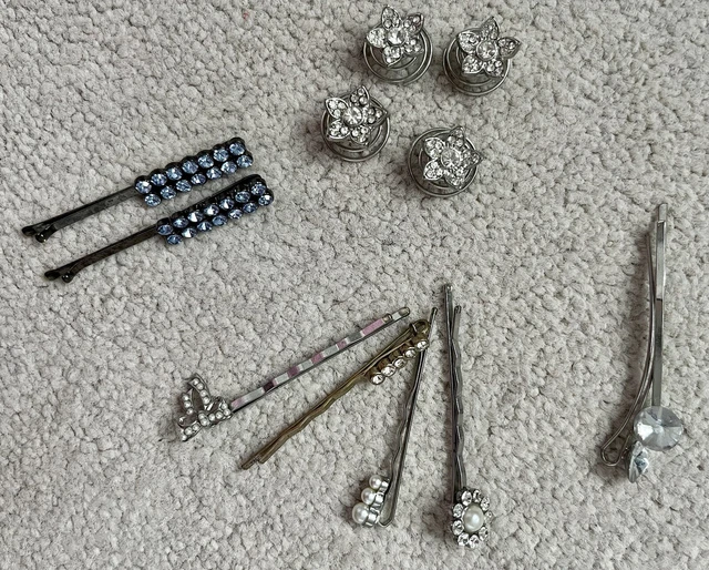 Girls Hair Accessories Bundle Sparkly Clips Slides Hair Springs For Updos