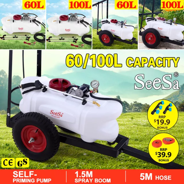 SeeSa Weed Sprayer 60/100L Spot Sprayer ATV Trailer Garden Spray 1.5M Boom Tank