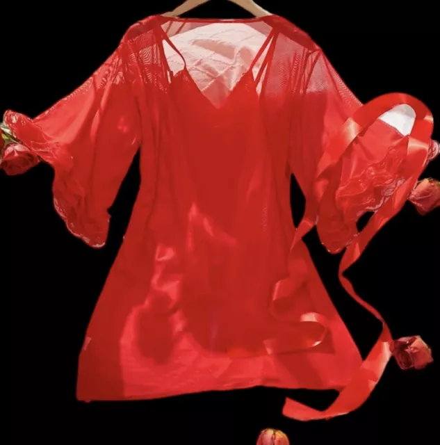VTG STL ROBE Kimono TEDDY ROMPER nightie RUFFLED LACE Bodysuit Lingerie ...