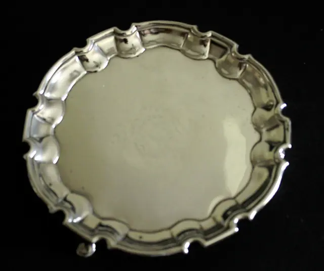 Antique English Georgian Sterling Silver Salver Tray 1752