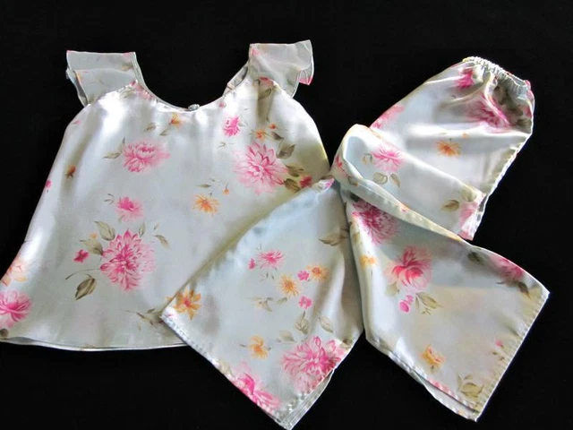 Pigiama Oscar de la Renta blu floreale raso pigiama pigiama vintage
