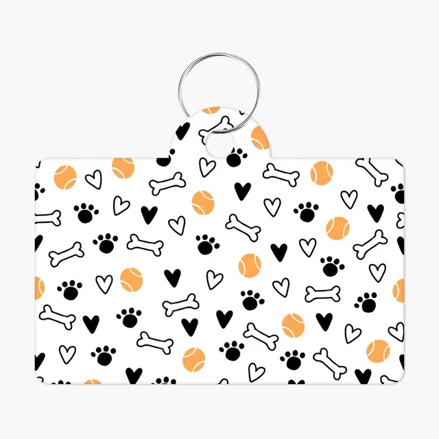 Dog Pattern Pet Tag - Paws Pet Tag - Bones Pet Tag