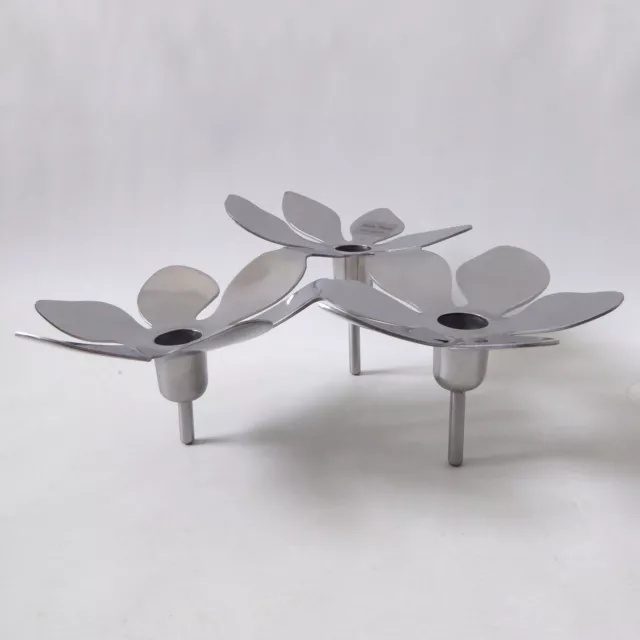 Ikea Stockholm 1738 stainless steel 3 flower metal candle holder, Monika Mulder