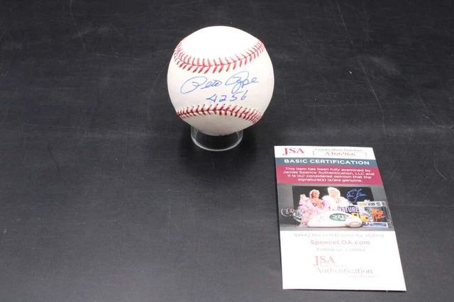 Pete Rose Signed Rawlings OML Baseball Inscribed 4256 Autograph JSA COA D8713