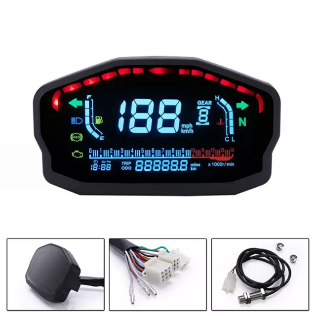 Digital Speedometer LCD Tachometer Motorcycle Scooter Odometer KM/H MPH Gauge