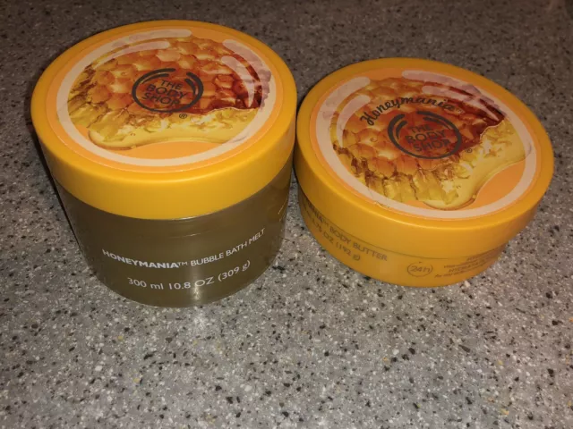 The Body Shop Honeymania 300ml Bubble Bath Melt & Body Butter 200ml.Discontinued