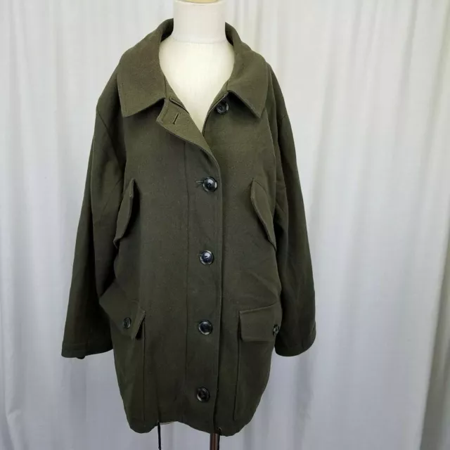 Coop Barneys New York Wool Field Jacket Car Pea Coat Womens S Serge Army Green