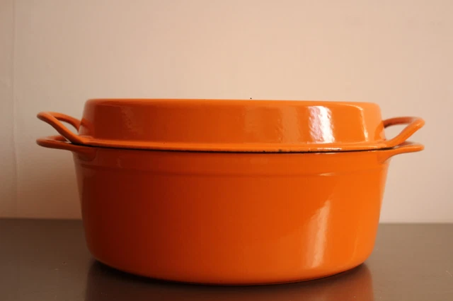 Cocotte Le Creuset Doufeu Coutances N°26 – Fonte émaillée Orange Vintage