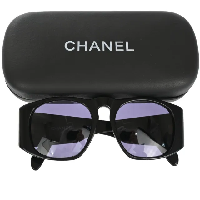 CHANEL CC LOGO Matelasse Sunglasses Eye Wear Plastic Black 01450