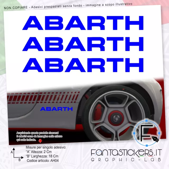 3x Adesivo Abarth Logo Dritto 500 595 695 Biposto - Auto Tuning Sticker AH04-3