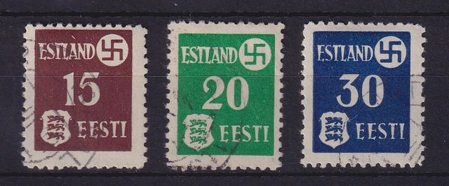 Deutsche Besetzung 2. Weltkrieg  Estland Landespost Mi.-Nr. 1-3 y gestempelt