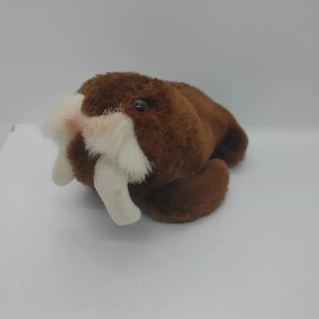 Vintage Sea World Brown Walrus Stuffed Animal Plush 9" 1980 White Tusks Sealife