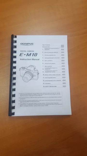 Olympus E-M10 Digital Camera Printed Instruction Manual User Guide 161 Pages A5