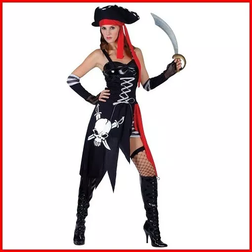 Costume Carnevale Donna Da Sexy Pirata Corsara Di Halloween Vestito Adulto Tg M