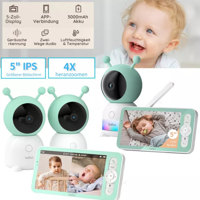 BOIFUN Babyphone mit Kamera App Split-Screen-Anzeige 2K HD Bild PTZ 4×Zoom