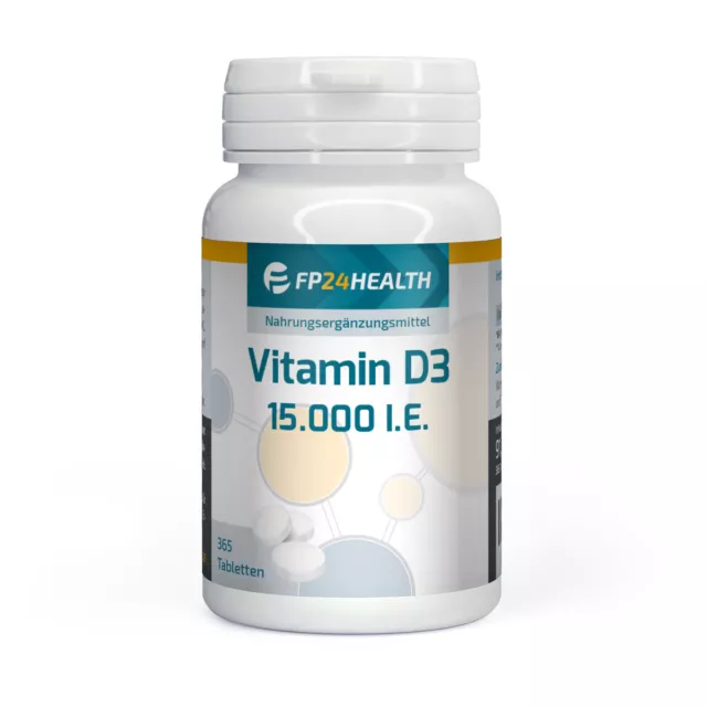 FP24 Health Vitamin D3 15.000 IE - 365 Tabletten - Hochdosiertes Vitamin D- MHD!