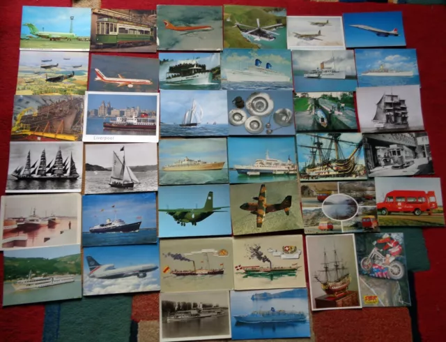 Job Lot 38 Vintage Transport Postcards: Aeroplane  Concorde: Ships Boat  Tram