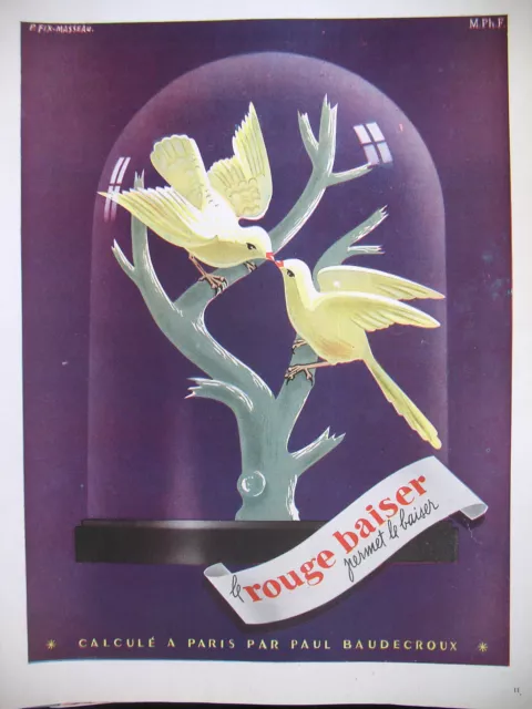 Publicite De Presse Le Rouge Baiser Rouge A Levres Illustration Fix-Masseau 1947