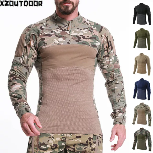 Army Military Mens Long Sleeve T-shirt Combat Tactical Camouflage Casual Shirts