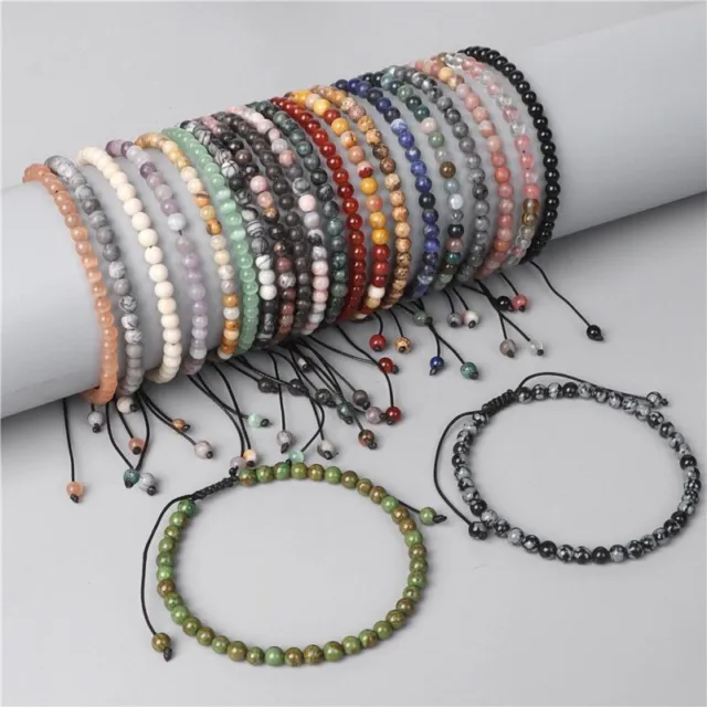 4mm Handmade Natural Chakra Gemstone Braided Adjustable Bracelets Jewelry Gifts