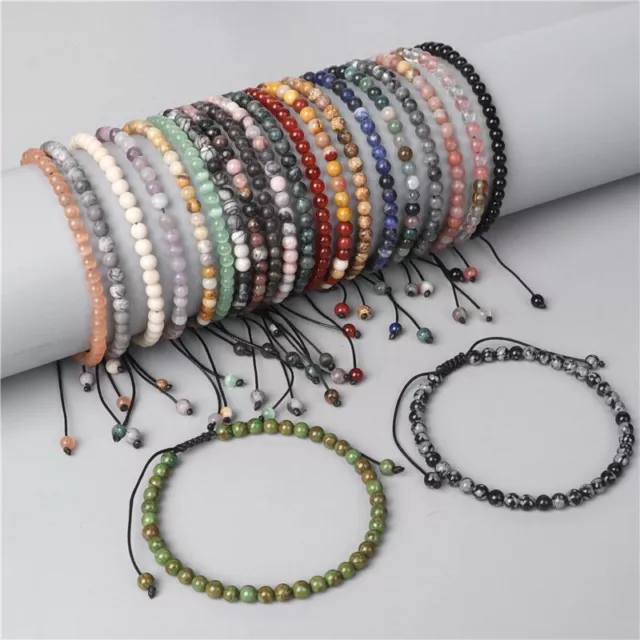 4mm Handmade Natural Chakra Gemstone Braided Adjustable Bracelets Jewelry Gifts