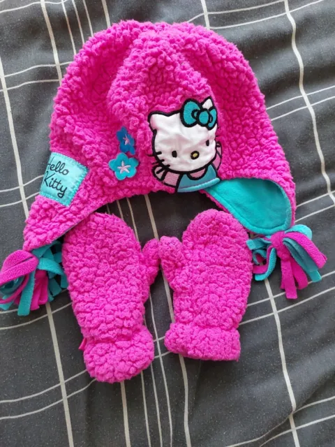 Kids Hello Kitty Hat And Gloves Winter Age 1-3 Years